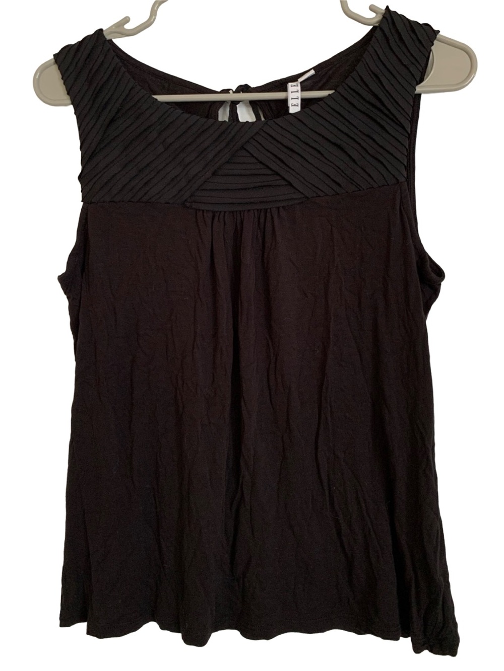ELLE Women’s Black Sleeveless Tank Rayon Tie Back Tee Shirt